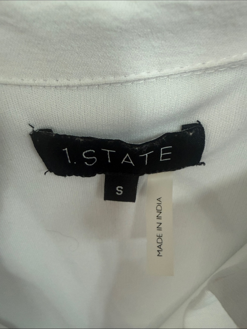 1. State Bright White V Neck Puff-Sleeve Tiered Dress Small - Picture 5 of 7